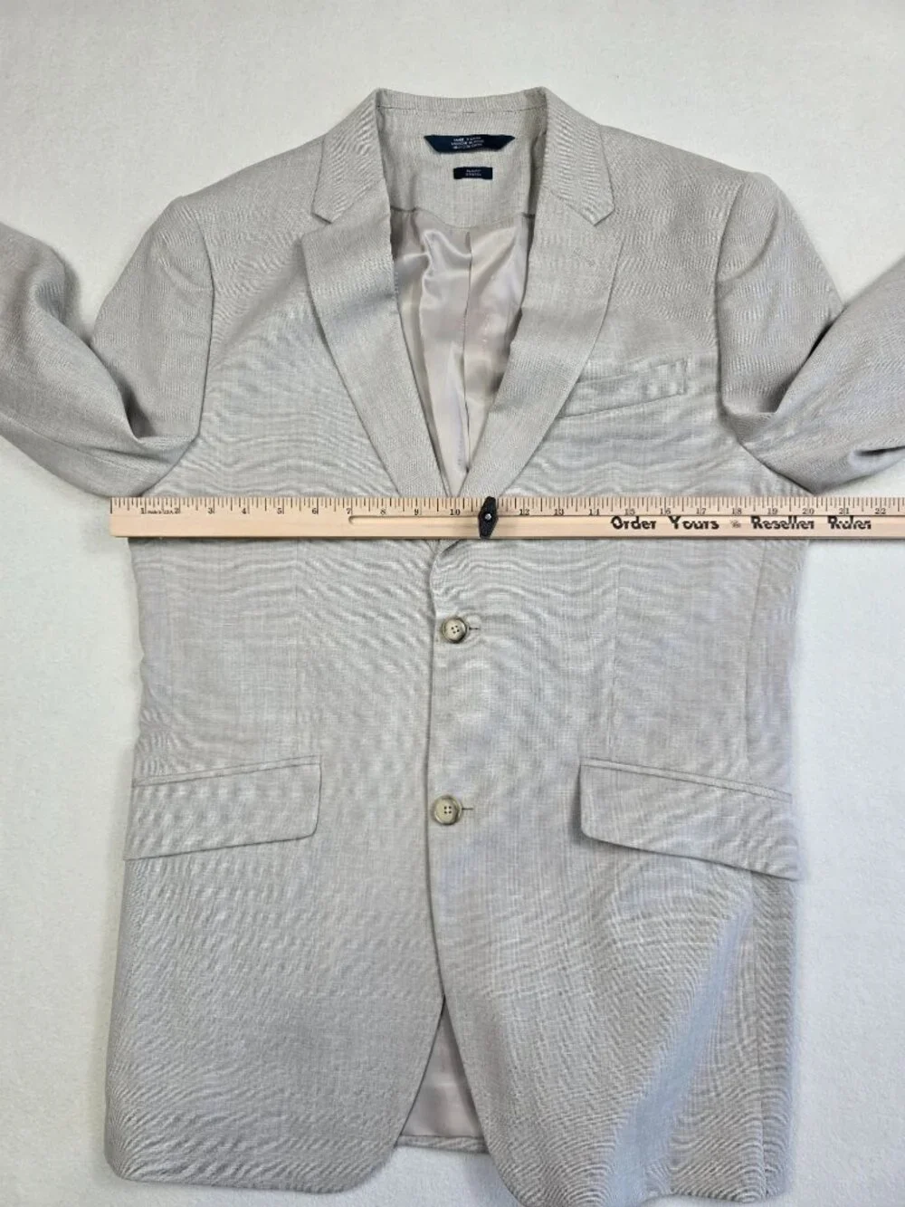 Perry Ellis Mens 40 Regular Slim Fit Stretch Beige Suit Blazer Jacket